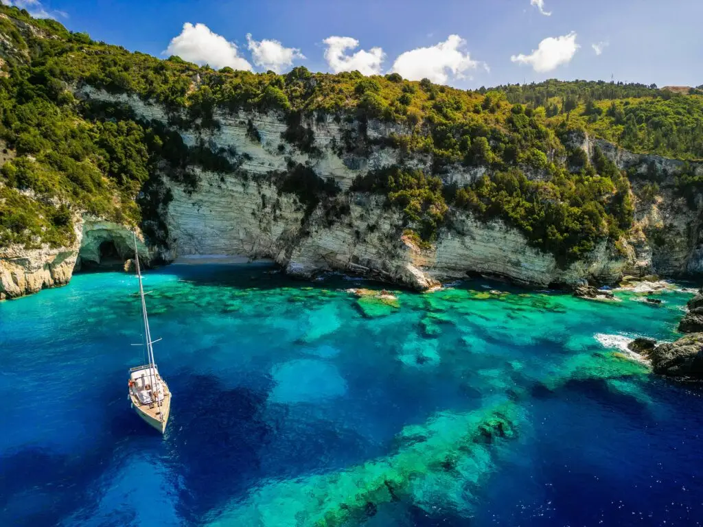 small boat by Antipaxos island